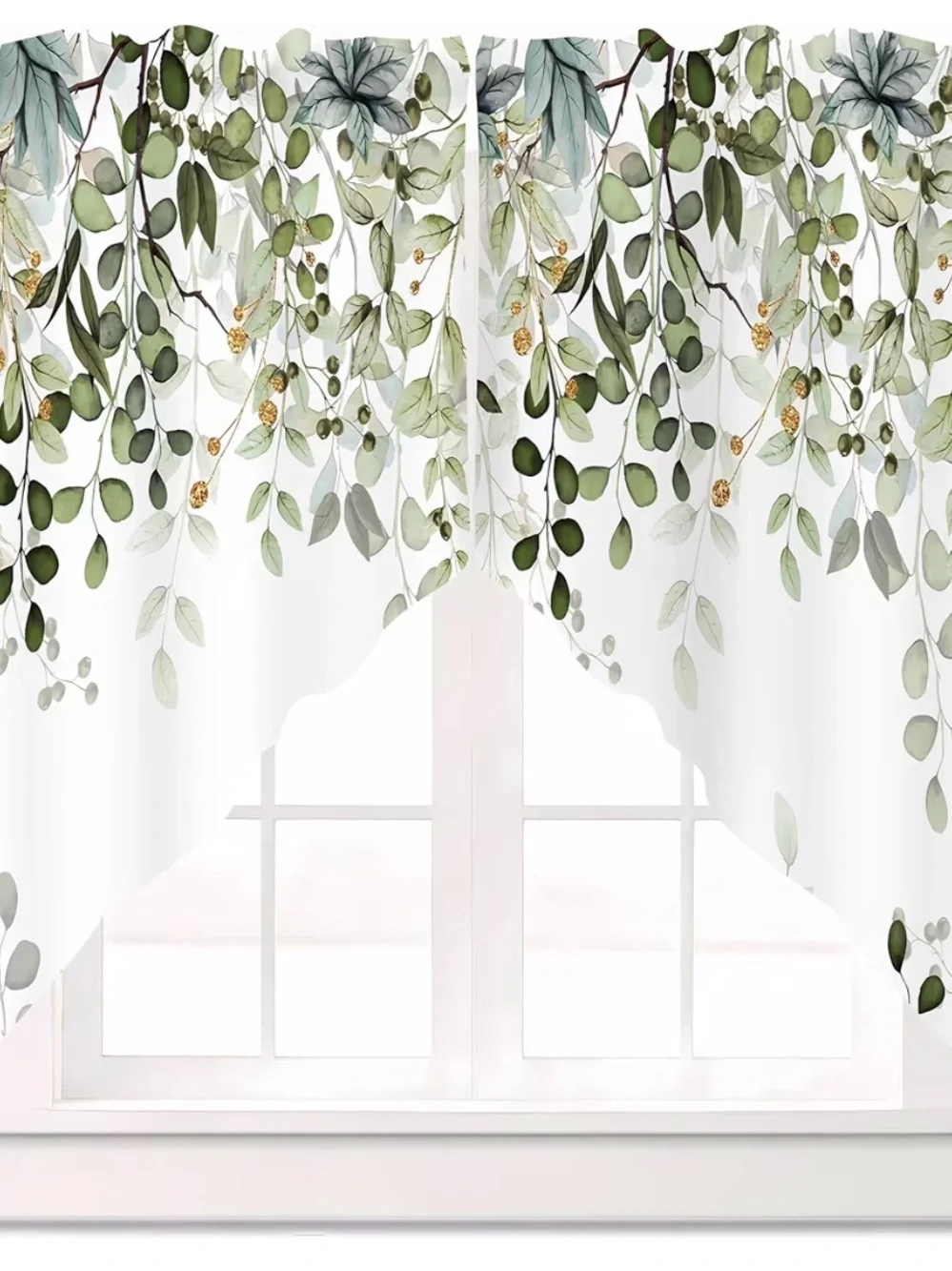 Botanical Greenery Valance Curtain - Leaf Print